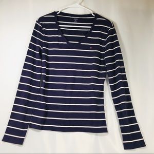 Tommy Hilfiger purple striped long sleeve shirt L